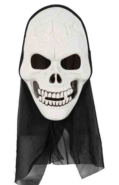 картинка Карнавальная маска Череп с капюшоном, светящаяся в темноте от магазина Смехторг