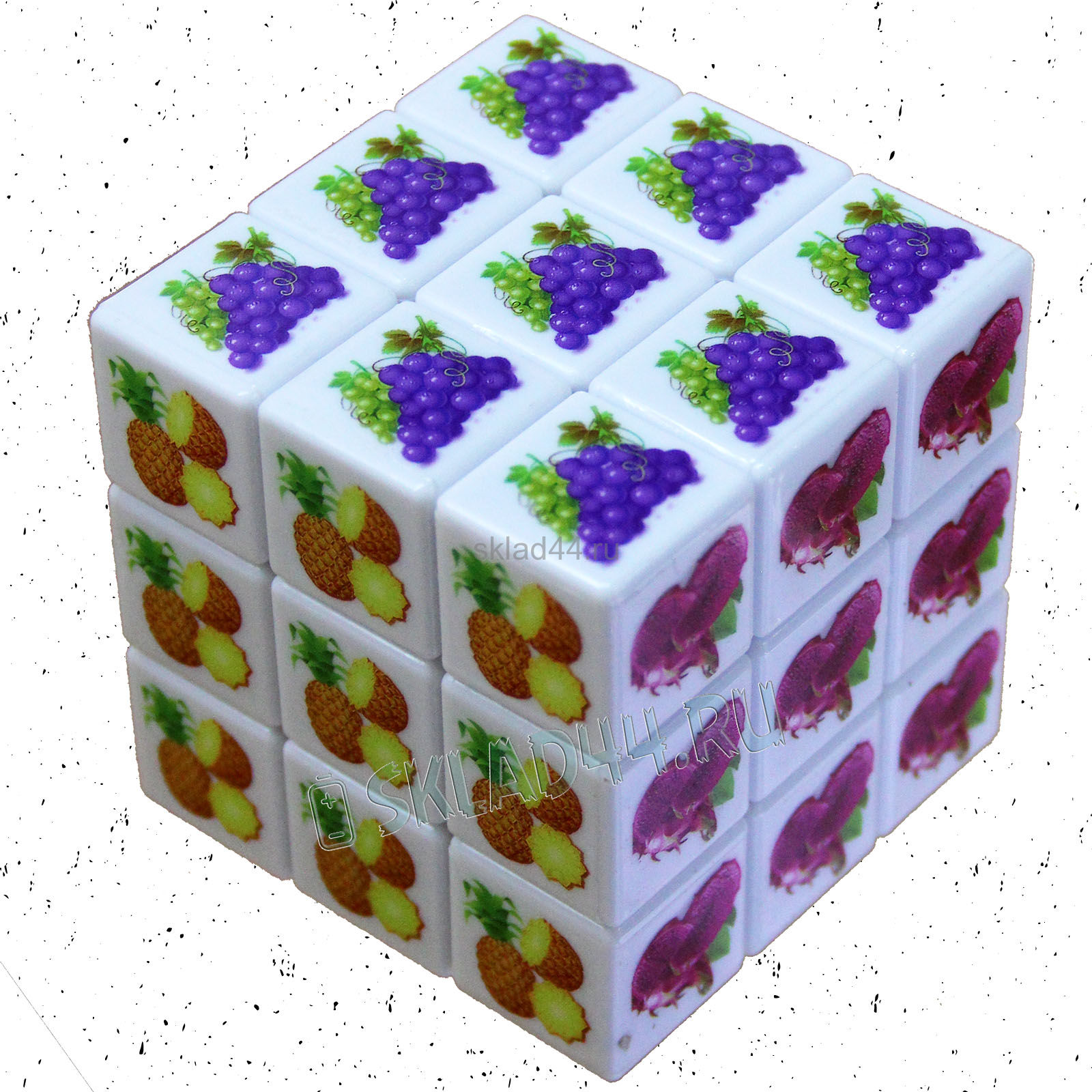 картинка Головоломка "Куб"  (7 см, фрукты, ягоды, смайлики) от магазина Смехторг